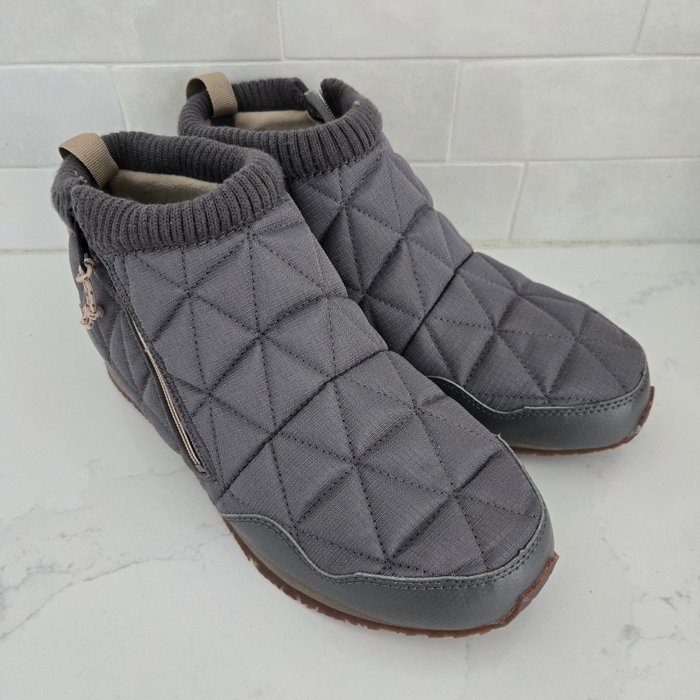 NWOT Teva Re Ember Mid Quilted Puffer Boots Ankle Bootie Zip Gray Tan Size 9 - Picture 2 of 8